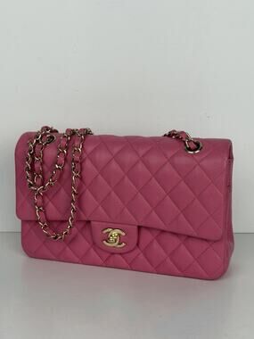 Chanel Classic Double Flap Shoulder Bag Medium in Pink Caviar Leather 2019 YE-1